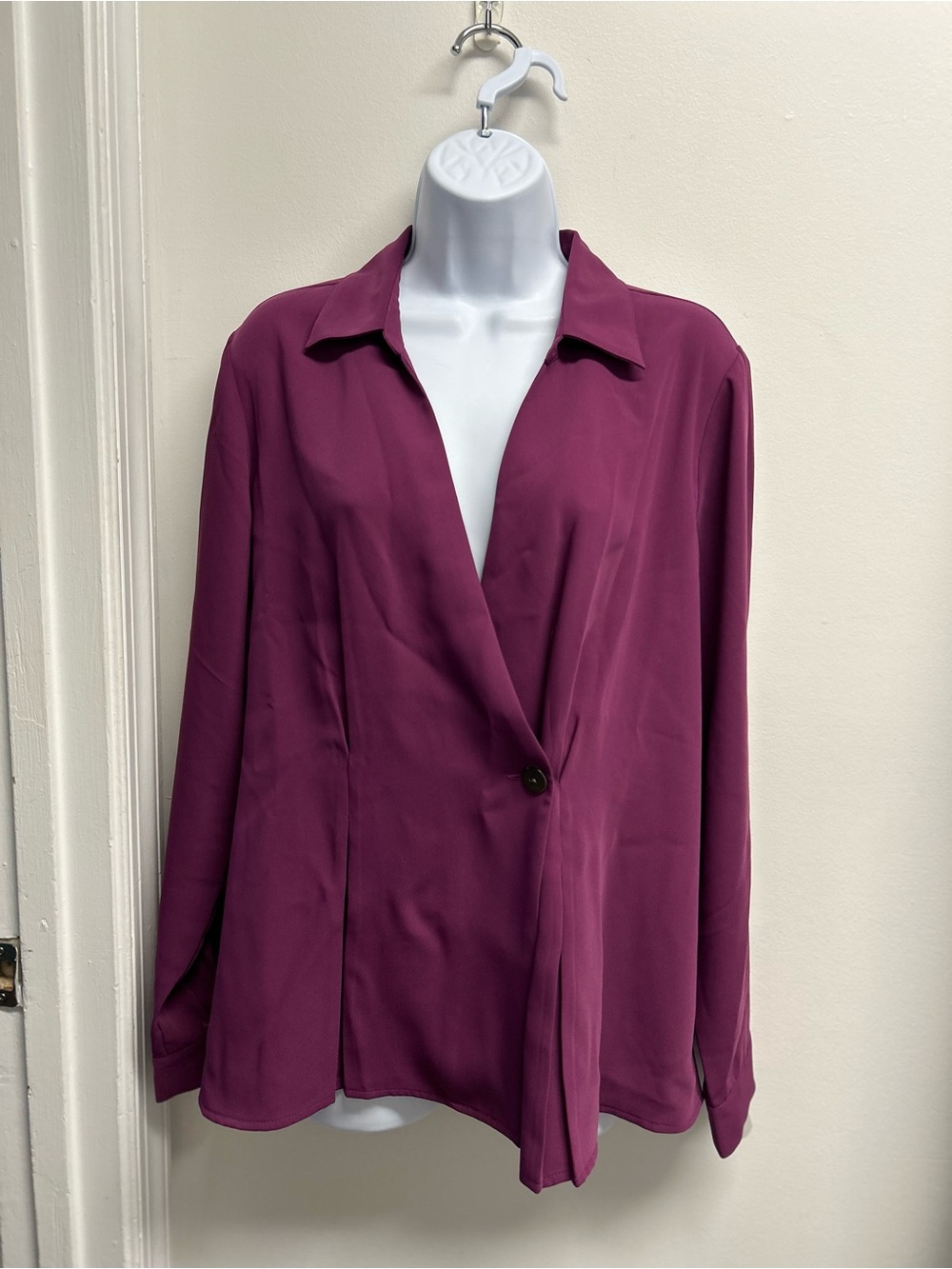 J Jill Wearever Stylish Violet Pleated Button-Front Women's Blazer Jacket